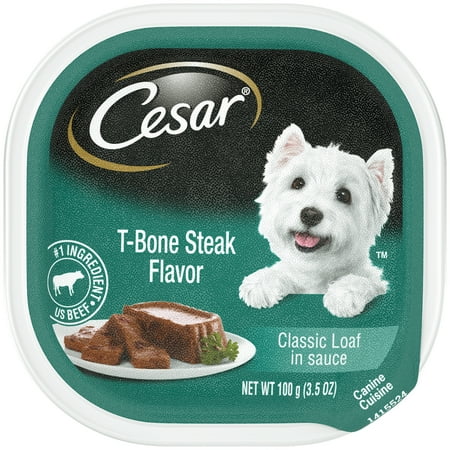 CESAR Wet Dog Food Classic Loaf in Sauce T-Bone Steak Flavor, 3.5 oz. Tray