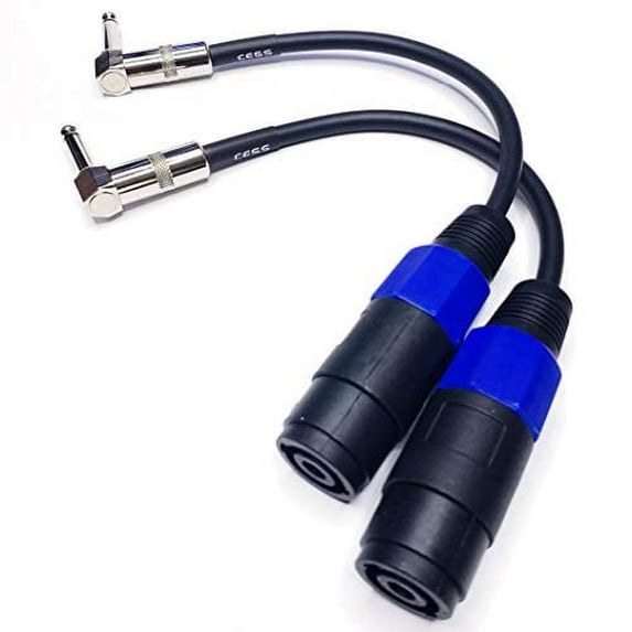 CESS-009 Speakon Speak-on To 1/4" TS (6.35mm) Right Angle Speaker Cable - 2 Pack