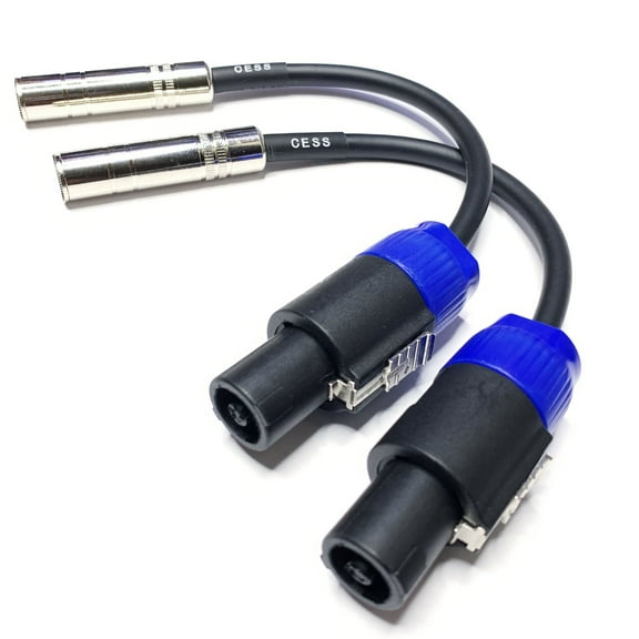 CESS-025 Speakon Speak-on to 6.35mm 1/4 TS Female Jack Speaker Cables - 2 Pack
