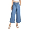 thumbnail image 1 of CEST TOI Womens High Rise Paper-bag Waist Cropped Wide Leg Culotte Pants (S, Medium Denim), 1 of 4