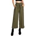 thumbnail image 1 of CEST TOI Womens High Rise Paper-bag Waist Cropped Wide Leg Culotte Pants (S, Olive), 1 of 4