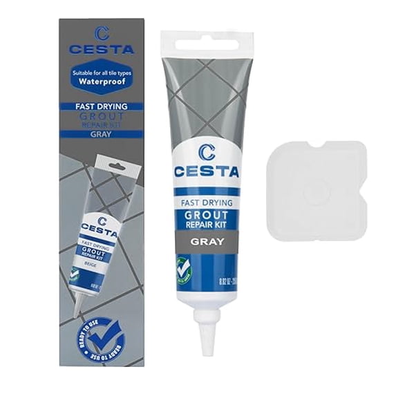 CESTA Tile Grout Repair Kit Gray - Fast Drying Premixed Grout Filler ...