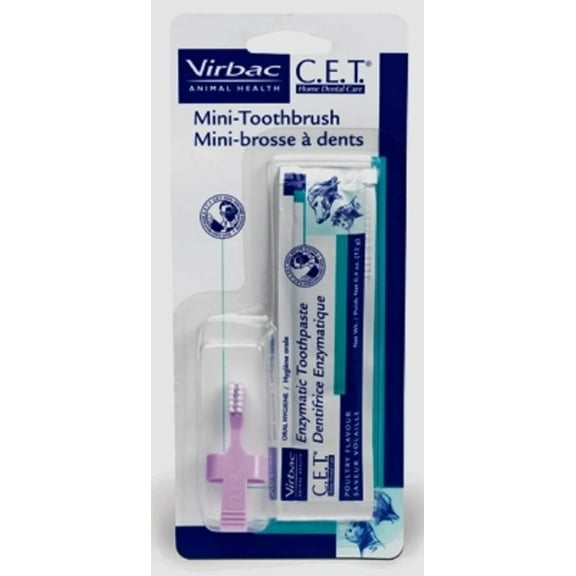 CET Mini Toothbrush  Poultry Toothpaste Combo for Cat  Dog