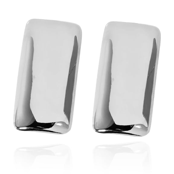 CETVLY Large Thick Rectangle Ear Stud Earrrings for Women,Oversized Chunky Geometric Minimalist Stainless Steel 18K Gold Plated Earrings,Non Tarnish Statement Trending Jewelry(lo silver)