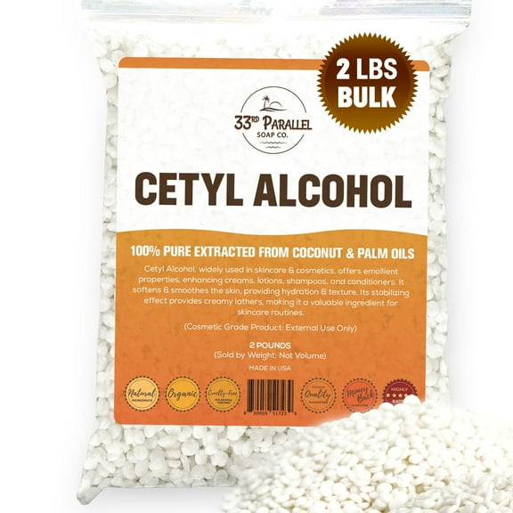 CETYL ALCOHOL ( 32 oz / 2 lbs ) 100% Pure Extracted from Coconut & Palm Oils | 32 Ounces