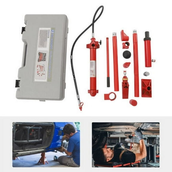 CEVALUNY 12 Ton Heavy Duty Hydraulic Jack, Red/Grey, 14 Accessories, Lifting Jack