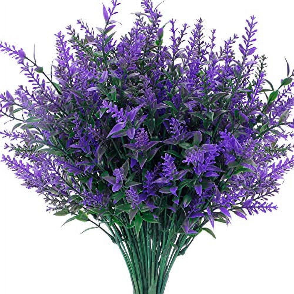 CEWOR 10 Bundles Artificial Lavender Flowers UV Resistant Fake Bouquets ...