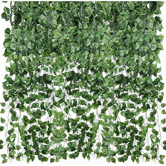 CEWOR 24 Pack 168ft Artificial Ivy Greenery Garland, Fake Vines Hanging Plants Backdrop for Room Bedroom Wall Decor, Green Leaves for Jungle Theme Party Wedding Decoration
