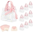 thumbnail image 1 of CEYAZYE 10 Pcs Clear Gift Bags with Handles, Party Favor Reusable Transparent PVC Flower Tote Bag Including Greeting Cards and Ribbon, Ideal for Party Shower Wedding Birthday Shopping (Pink), 1 of 8