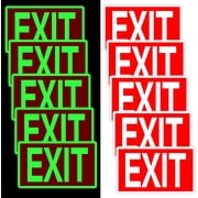 CEYAZYE 10 Pcs Glow in the Dark Exit Signs for Business 12 x 7 Inch Photoluminescent Signs Stickers for Indoor Outdoor for Business, Office, Warehouse Without Arrows