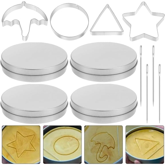 CEYAZYE 12pcs Cookie Cutters Set, Korean Sugar Candy Making Tools, Biscuits Molds Kit, Umbrella Triangle Star Round with Tin Case Needle Baking Cake Molds for Christmas Party Favor