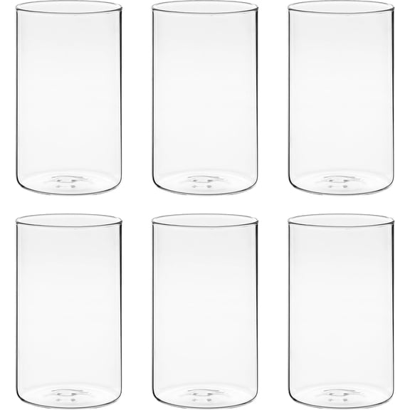 CEYAZYE 15 cm High Glass Vases for Table Decoration [Pack of 6] - Glasses for Candles, Flowers, Pebbles, Shells, Beads & Lantern Glass - Transparent Glass Vase Cylinder - Vases Wedding Table