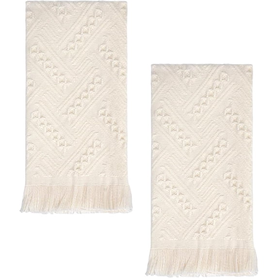 CEYAZYE 2Pcs Set 14x30 inch Absorbent Soft Hand Towel Bathroom Set Face Towel Set for Bathrooms, Kitchens, Hotels, Guest Rooms (White)