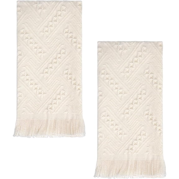 CEYAZYE 2Pcs Set 14x30 inch Absorbent Soft Hand Towel Bathroom Set Face Towel Set for Bathrooms, Kitchens, Hotels, Guest Rooms (White)