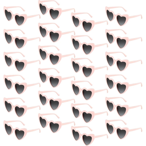 CEYAZYE 6/12/24/48 Pack Heart Sunglasses Fashion Heart Shaped Glasses Bachelor Party Sunglasses Women's Wedding Party,Pink