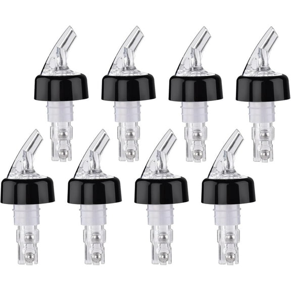 CEYAZYE 8 Pcs Automatic Measured Liquor Pour Spout, Alcohol Bottle Pourers, 1 Oz/ 30 Ml Jigger, Quick Shot Spirit Measure Pourer Drinks Wine Cocktail Dispenser Home Bar Tools