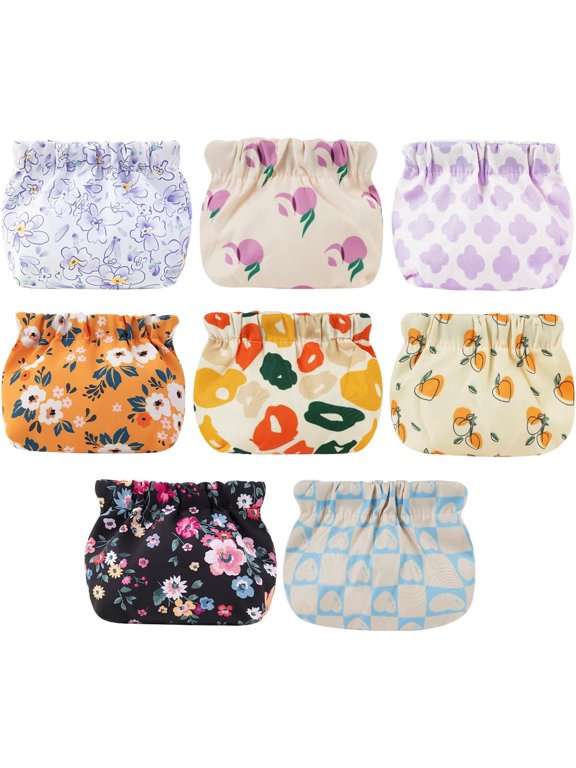 8 Pcs Mini Makeup Bag for Purse,Small Cosmetic Bag for Women,No Zipper Self-closing Travel Bag,Snap Closure Organizer Pouch,Waterproof Portable Coin Purse Storage for Cosmetics Jewelry