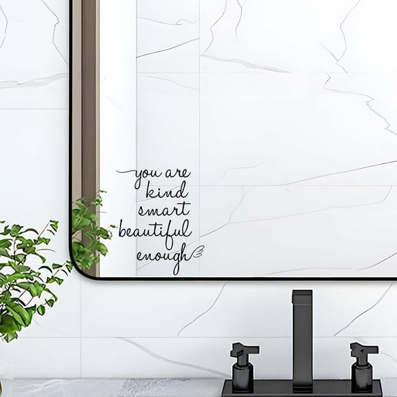 CEYAZYE Affirmation Sticker You are Kind Smart Beautiful Enough Bathroom Mirror Wall Decoration Decorative Wall Sticker for Girls' Home Decoration (Black)