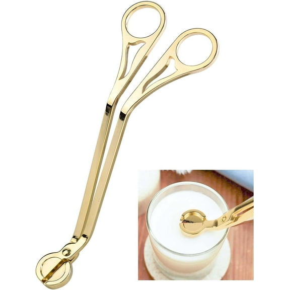 CEYAZYE Candle Wick Trimmer, Stainless Steel Candle Wick Cutter, Candle Cutter Wick Clipper Scissors for Trim Wick to Burn Equally, Reduces Soot (Gold)