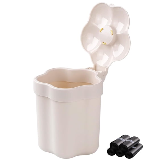 CEYAZYE Desktop Mini Trash Can with 5 Roll Bags, Cute Small Garbage Cans with Lid for Tabletop Countertop, Plastic Waste Basket Recycling Bin for Office Bathroom Desk Bedroom Kitchen