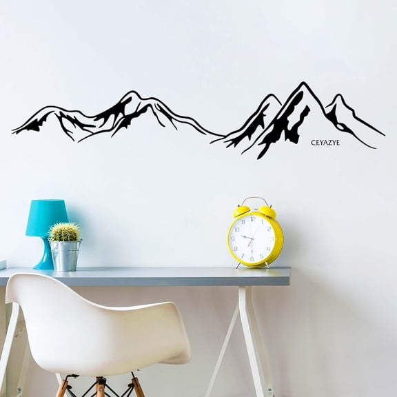 CEYAZYE Mountains Range Vinyl Wall Decals, Art Geometric Mountain Wall Stickers Decor, Peel and Stick Wall Stickers, Wall Sticker for Living Room Bedroom Decor