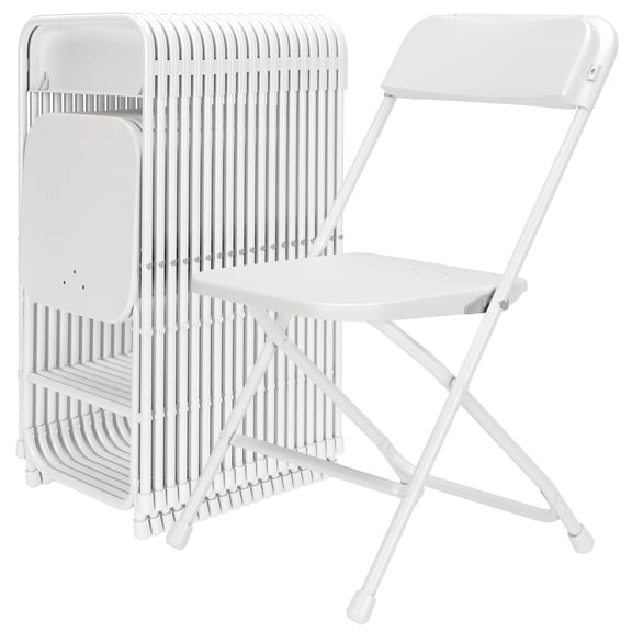 CEZ Folding Chair Set of 20, Indoor Outdoor White Plastic Folding Chair for Party Home Events Office Wedding, Steel Frame