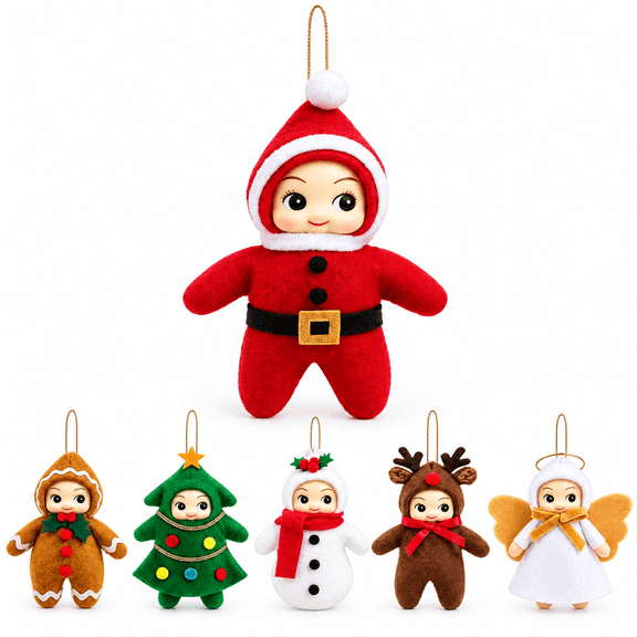 CEklwe Christmas Mini Elf Plush Doll Ornaments, Hanging Santa Decorations for Christmas Tree, Mantel and Holiday Home Decor