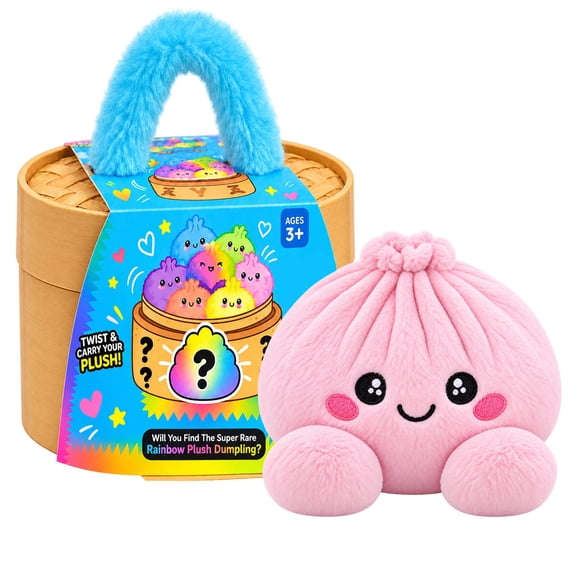 CEklwe Cute Dumpling Plush Toy with Steamer Basket, 5.9 Inch Steamed Bun Plushie with Embroidered Face, Soft Food Stuffed Animal for Desk Decor, Birthday and Holiday Gift Christmas Stocking Stuffers
