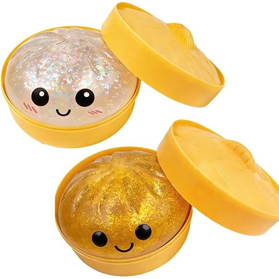 CEklwe Glitter Dumpling Stress Relief Balls, Glitter Dumpling Squishy ...