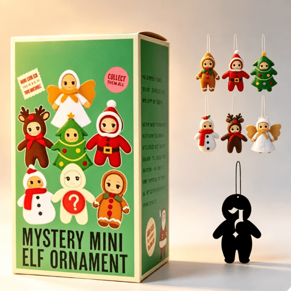 CEklwe Mini Elf Ornament Random Christmas Collectible Ornament Handmade Blind Box Doll Xmas Tree Hanging Pendant Decorations,1PC