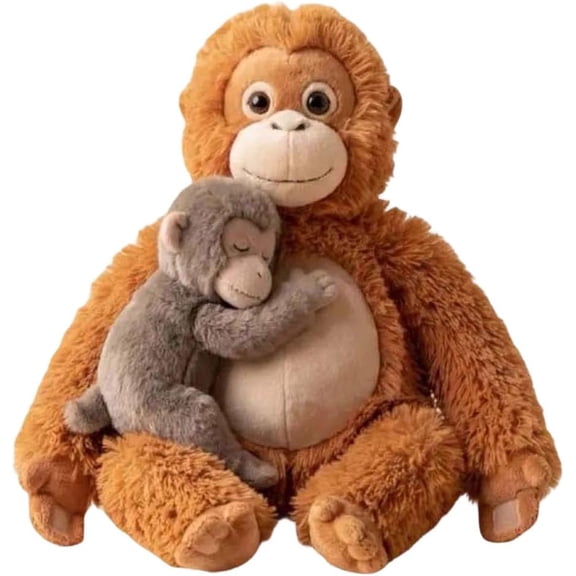 CEklwe Punch Monkey Plush, Orangutan Plush with Baby Monkey, Gorilla Tag Soft Toy, Realistic Soft Cuddly Monkey Toy