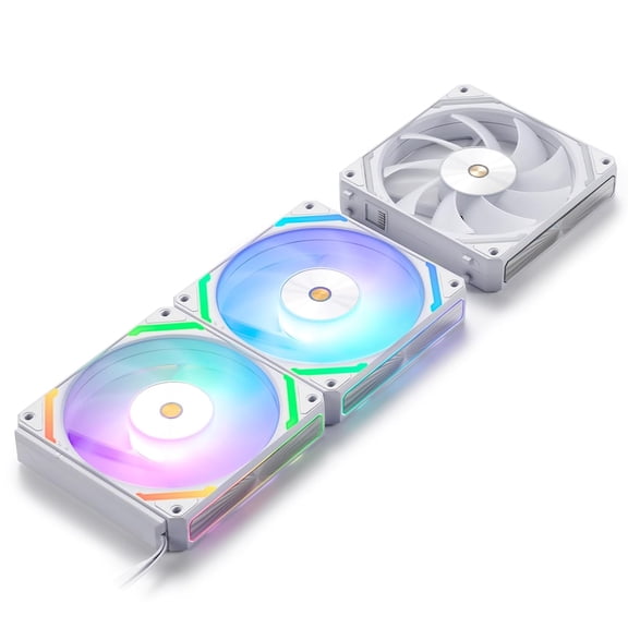 CF-121D 120mm PC Case Fan, Da y-Chain Connection, 5V 3Pin ARGB Lighting, 4 Pin PWM Case Fan, for Radiator/Computer Case Cooling, 120x120x25mm, 3 Pack, White