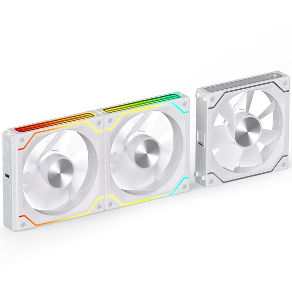 CF-122D 120mm PWM Case Fan, Da y-Chain Connection, 3 Pack Dual-Direction Case Fan with Forward and Reverse Blades, Reversible Airflow 2000RPM Max, Infinity Mirror ARGB Lighting, HDB Bearing