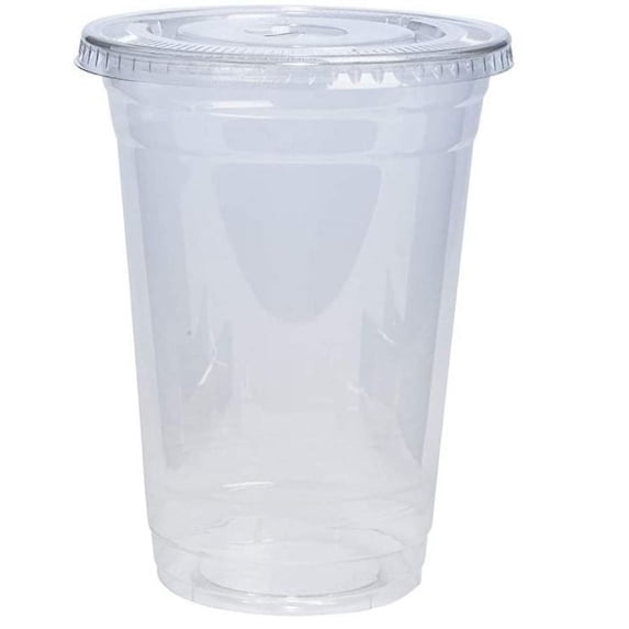 CF 16 oz. And 24 oz. Plastic Clear Cups with Flat Lids or Dome Lids Choose from Sets of 25,50, Sets or 100 Sets.