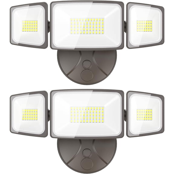 CF  2 Pack 60W Flood Lights Outdoor, 6000LM LED Floodlights Switch Controlled, IP65 Waterproof Exterior Lighting Fixture with 3 Adjustable Heads, 6500K Security Light for Eave Garage Yard