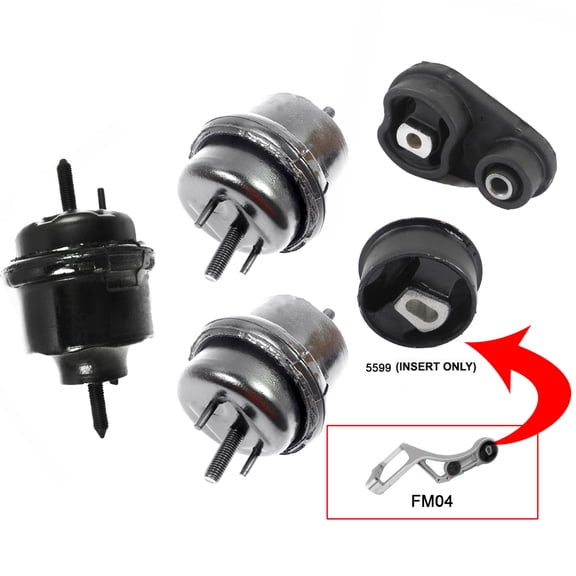 CF Advance Compatible with 05-07 Ford Five Hundred Freestyle Mercury Montego 3.0L Rear Insert Bushing, Torque Strut, Front Engine Motor and Transmission Mount Set 5PCS A5599 A3080HYx2 A3079HY A5642
