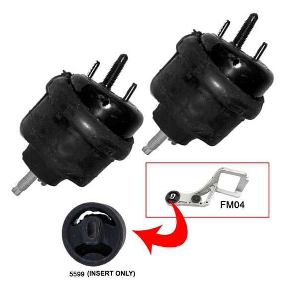 CF Advance Compatible with 05-07 Ford Five Hundred Freestyle Mercury Montego 3.0L Rear Torque Strut Insert Bushing and Front Left and Transmission Mount Set 3PCS A5599 A3080HYx2 2005 2006 2007