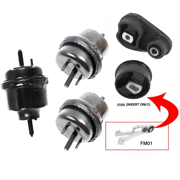 CF Advance Compatible with 05-07 Ford Five Hundred Freestyle Mercury Montego 3.0L Upper Bushing and Engine Motor and Transmission Mount Set 5PCS A5599 A3080HYx2 A3079HY A5642