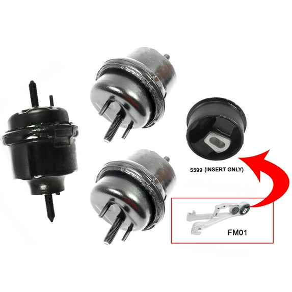 CF Advance Compatible with 05-07 Ford Five Hundred Freestyle Mercury Montego 3.0L Upper Torque Strut Insert Bushing and Engine Motor and Transmission Mount Set 4PCS A5599 A3080HYx2 A3079HY
