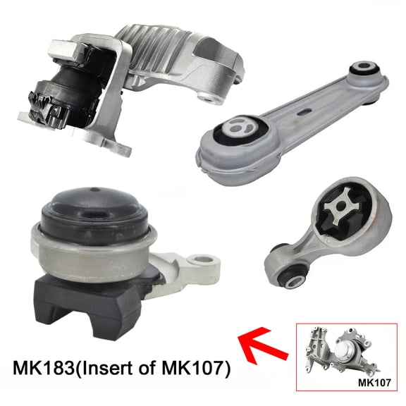 CF Advance Compatible with 14-19 Nissan Rogue 2.5L 4WD Engine Motor and Insert of Automatic Transmission Mount Set of 4PCS A4376 A4364 A4366 MK183 2014 2015 2016 2017 2018 2019