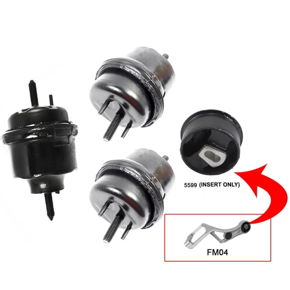 CF Advance Compatible with 2005-2007 Ford Five Hundred Freestyle Mercury Montego 3.0L Rear Torque Strut Insert Bushing, Front Engine Motor and Transmission Mount Set 4PCS A5599 A3080HYx2 A3079HY