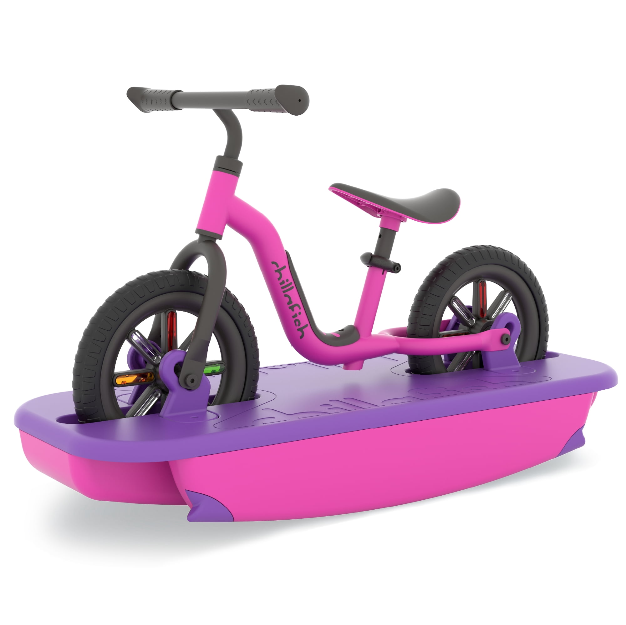 Chillafish Buzzi & Rocki, 2-in-1 Ride-On Toy, Rocker Base + 10" No-Pedal Balance Bike, Stable Learn-to-Balance Set, Ages 1,5-4 Years, Pink-Purple