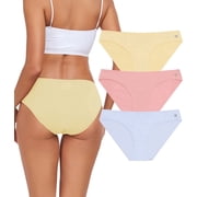 CF Cotton Underwear for Women Organic Cotton Stretch Bikini Panties Low Rise Hipster Ladies Soft Breathable Briefs Underpants 3 Pack3BPY,L