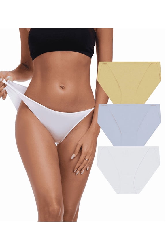 High Cut String Bikini Panties Stretchy Soft Modal Low Waist Underwear Ladies Hipster Panties Multi Pack(3N,M)