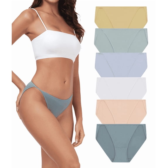 CF High Cut String Bikini Panties Stretchy Soft Modal Low Waist Underwear Ladies Hipster Panties Multi Pack(6A,2XL)
