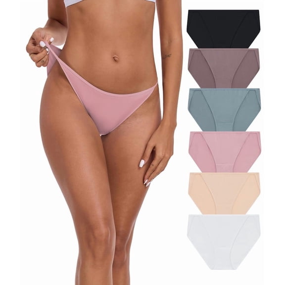 CF String Bikini Panties High Cut Modal Underwear Stretchy Soft Hipster Panties for Ladies(6C,M)