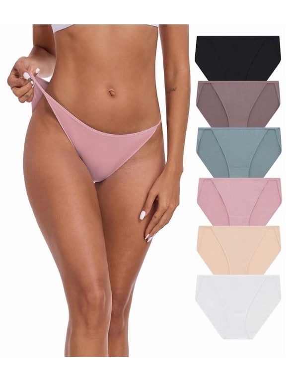 String Bikini Panties High Cut Modal Underwear Stretchy Soft Hipster Panties for Ladies(6C,M)