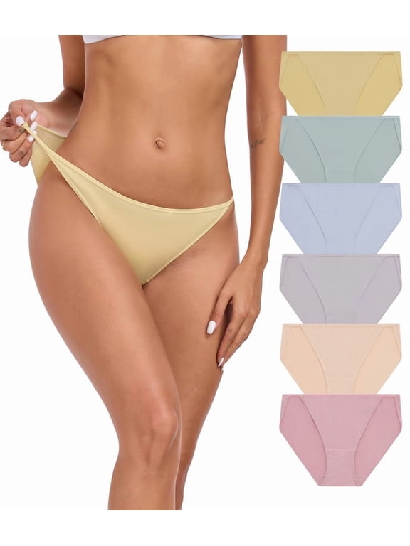 String Bikini Panties High Cut Modal Underwear Stretchy Soft Hipster Panties for Ladies(6E,L)