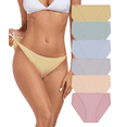 thumbnail image 1 of CF High Cut String Bikini Panties Stretchy Soft Modal Low Waist Underwear Ladies Hipster Panties Multi Pack(6E,M), 1 of 8