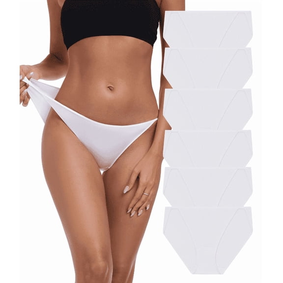 CF High Cut String Bikini Panties Stretchy Soft Modal Low Waist Underwear Ladies Hipster Panties Multi Pack(6W,S)